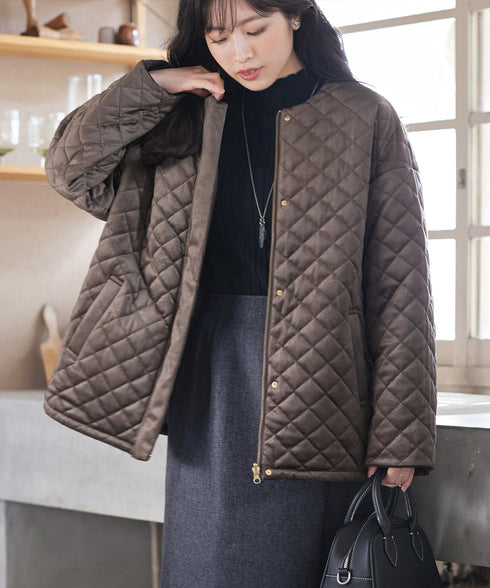 【リバーシブル】表裏2WAYベロアキルティングブルゾン