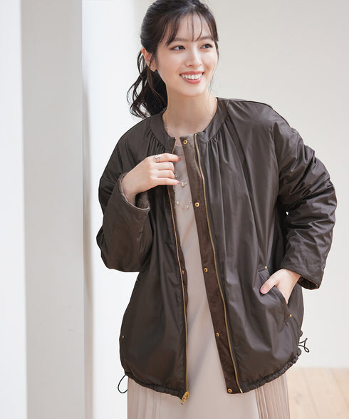 【リバーシブル】表裏2WAYベロアキルティングブルゾン