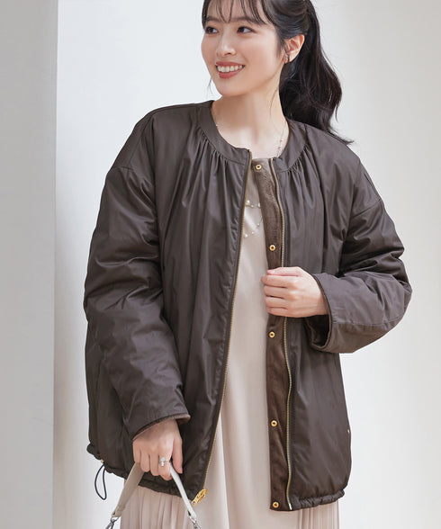 【リバーシブル】表裏2WAYベロアキルティングブルゾン