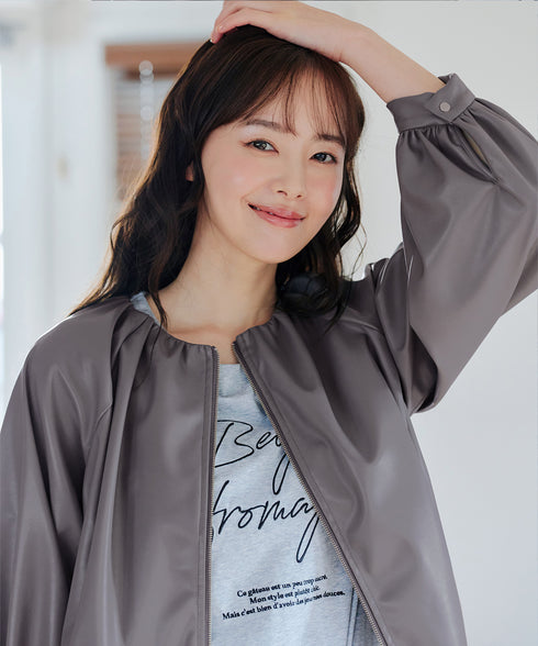 ソフトフェイクレザージップブルゾン