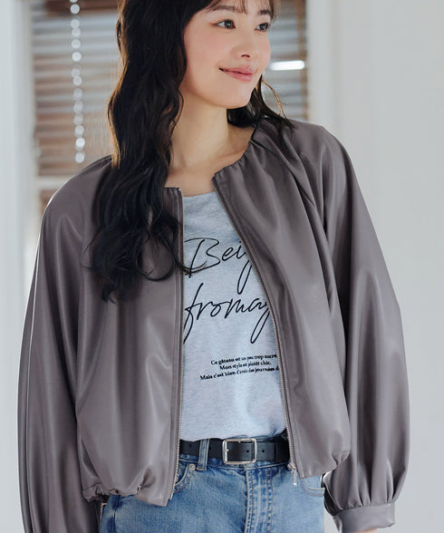 ソフトフェイクレザージップブルゾン