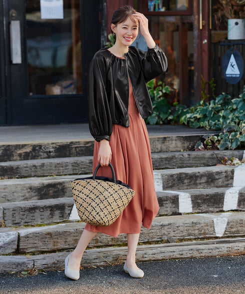 ソフトフェイクレザージップブルゾン