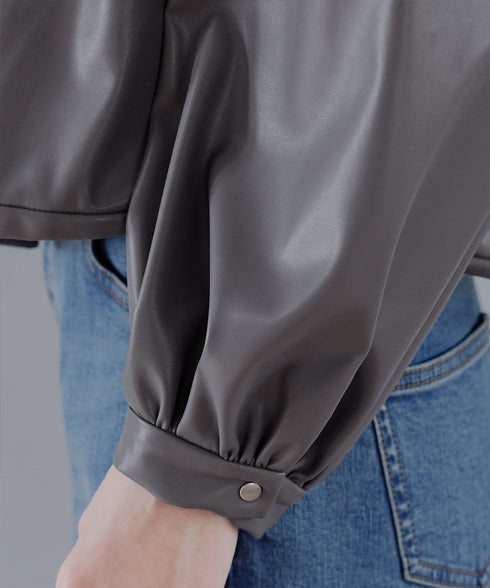 ソフトフェイクレザージップブルゾン