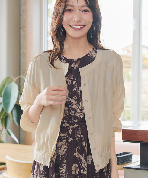 パールボタンシアーブルゾン