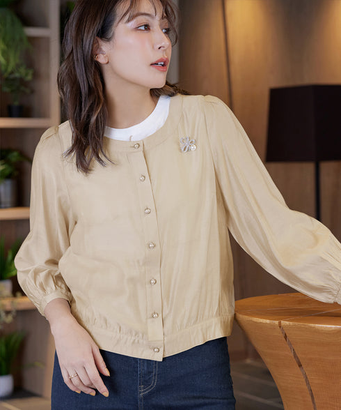 パールボタンシアーブルゾン