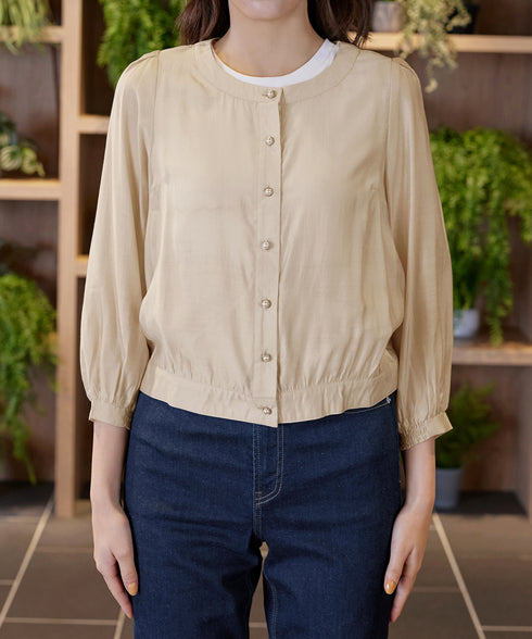 パールボタンシアーブルゾン