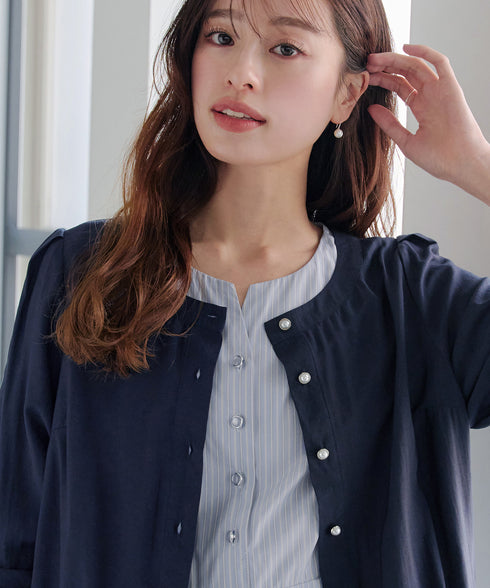 パールボタンシアーブルゾン