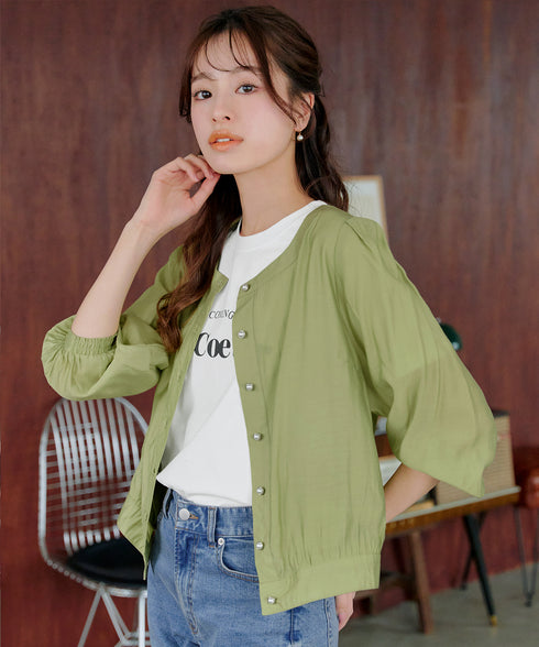 パールボタンシアーブルゾン