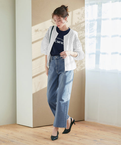 【安田美沙子さん着用】ストレッチワイドデニム