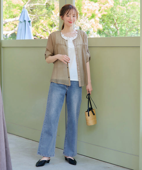 【安田美沙子さん着用】ストレッチワイドデニム