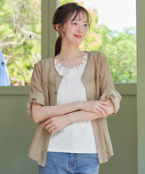 楊柳バックフリルブルゾン