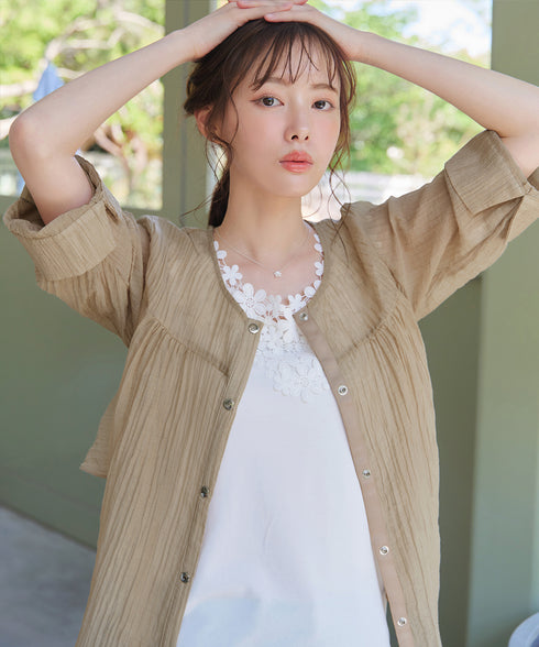 楊柳バックフリルブルゾン