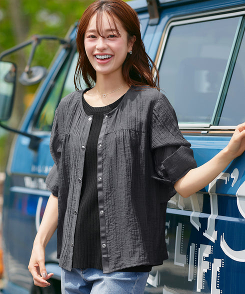 楊柳バックフリルブルゾン