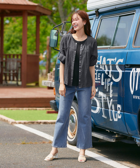 楊柳バックフリルブルゾン