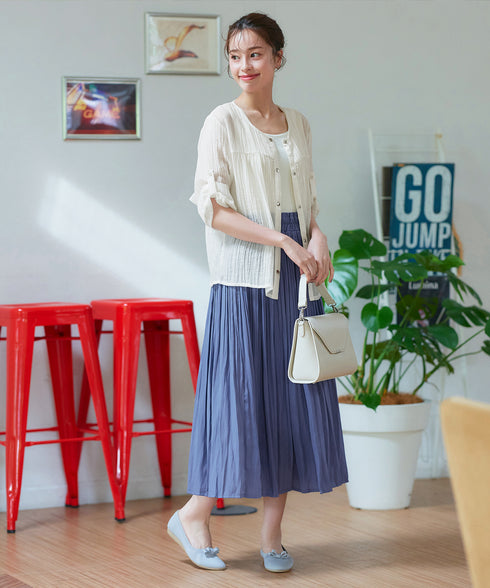 【安田美沙子さん着用】ヴィンテージサテンプリーツスカート