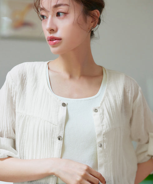 楊柳バックフリルブルゾン