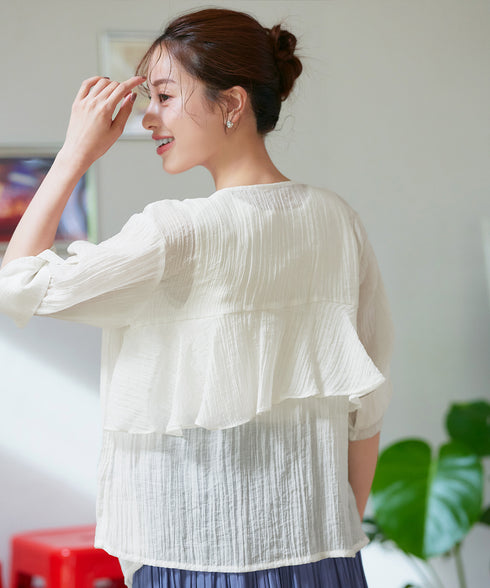 楊柳バックフリルブルゾン