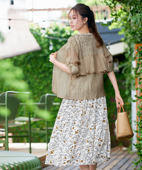 楊柳バックフリルブルゾン