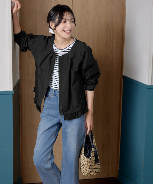 チュールフリルタックブルゾン