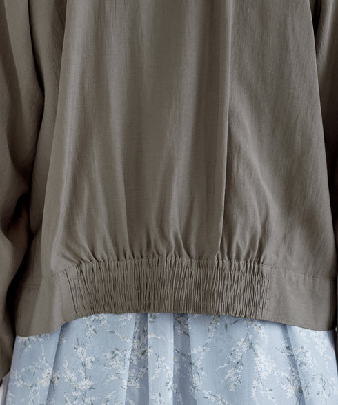 麻調襟ギャザーシアーブルゾン