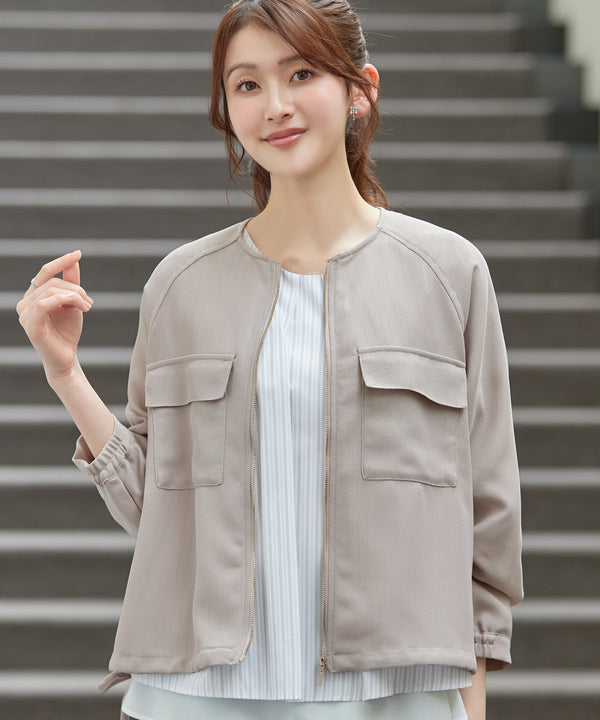 メッシュジャガードノーカラーブルゾン