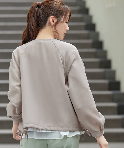 メッシュジャガードノーカラーブルゾン