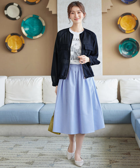 メッシュジャガードノーカラーブルゾン