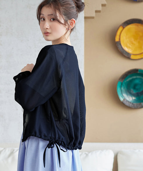 メッシュジャガードノーカラーブルゾン