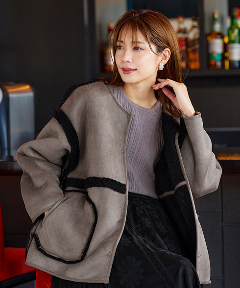 【アウトレット】2wayリバーシブルボアショートブルゾン