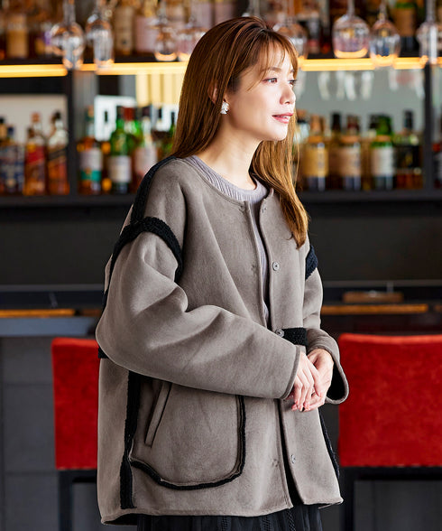 【アウトレット】2wayリバーシブルボアショートブルゾン