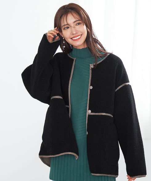 【アウトレット】2wayリバーシブルボアショートブルゾン