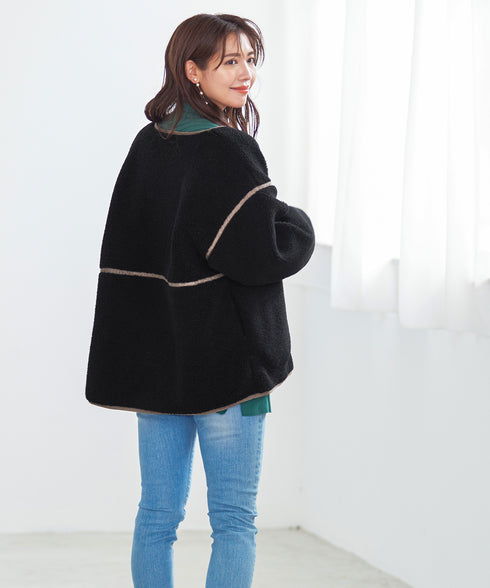 【アウトレット】2wayリバーシブルボアショートブルゾン