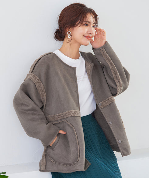 【アウトレット】2wayリバーシブルボアショートブルゾン