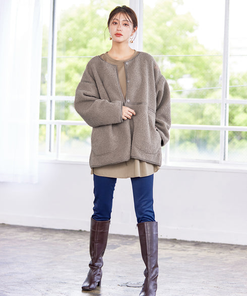 【アウトレット】2wayリバーシブルボアショートブルゾン