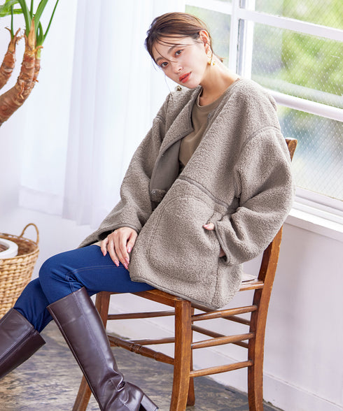 【アウトレット】2wayリバーシブルボアショートブルゾン