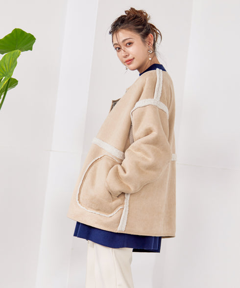 【アウトレット】2wayリバーシブルボアショートブルゾン