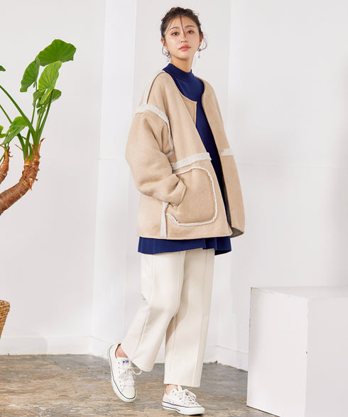 【アウトレット】2wayリバーシブルボアショートブルゾン