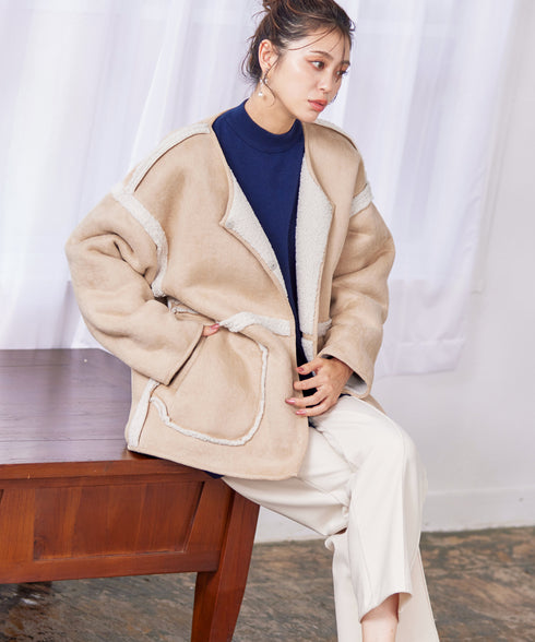 【アウトレット】2wayリバーシブルボアショートブルゾン