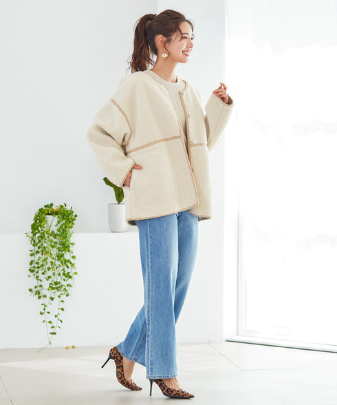 【アウトレット】2wayリバーシブルボアショートブルゾン