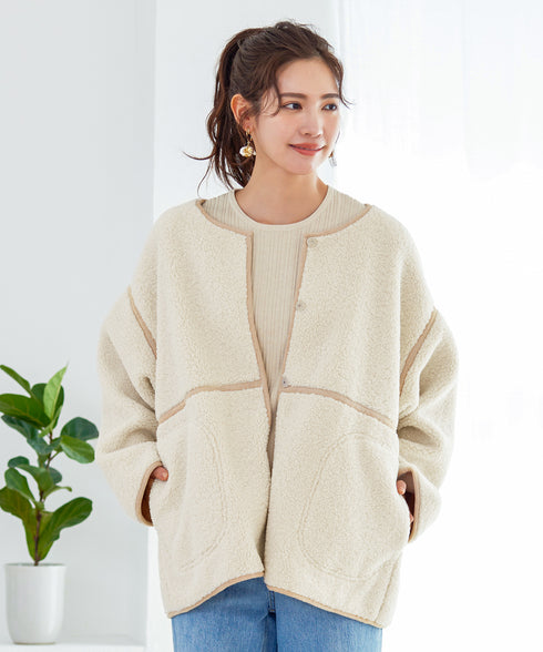 【アウトレット】2wayリバーシブルボアショートブルゾン