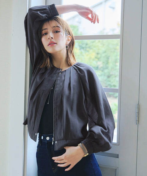 【アウトレット】パフスリーブシアーブルゾン