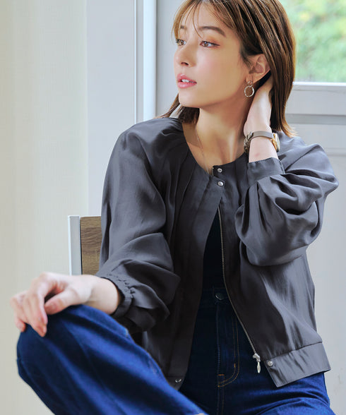 【アウトレット】パフスリーブシアーブルゾン