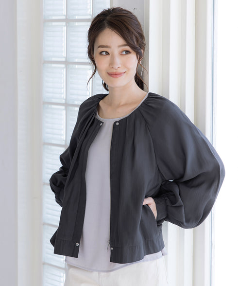 【アウトレット】パフスリーブシアーブルゾン