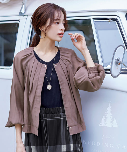 【アウトレット】パフスリーブシアーブルゾン