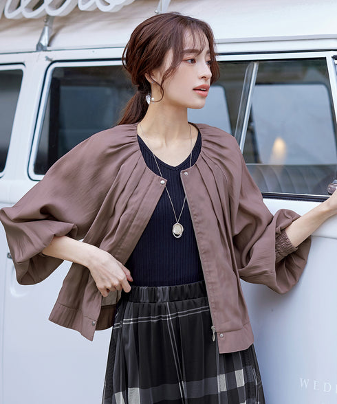 【アウトレット】パフスリーブシアーブルゾン