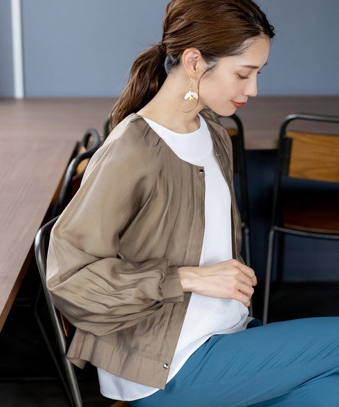 【アウトレット】パフスリーブシアーブルゾン