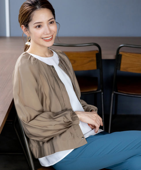 【アウトレット】パフスリーブシアーブルゾン