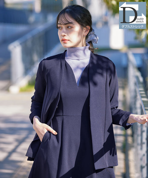 【アウトレット】ダブルストレッチ│カラーレスロングジャケット