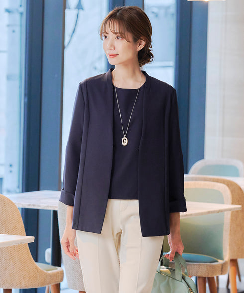 【アウトレット】ダブルストレッチ│カラーレスロングジャケット