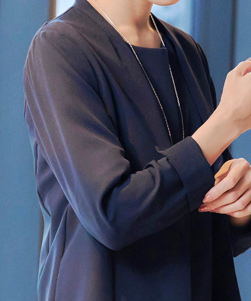 【アウトレット】ダブルストレッチ│カラーレスロングジャケット